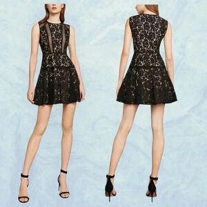 BCBGMAXAZRIA Veda Lace Cutout Dress Black Sleeveless Party Size 2